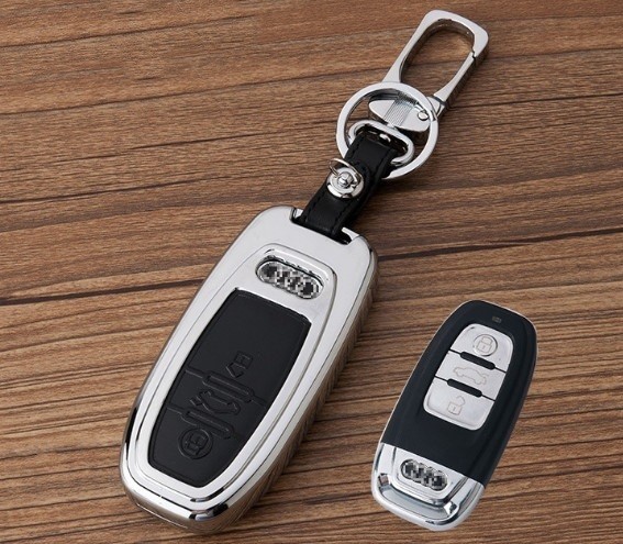 新品即決 アウディ 金属製 レザー スマートキーケース キーカバー 本革