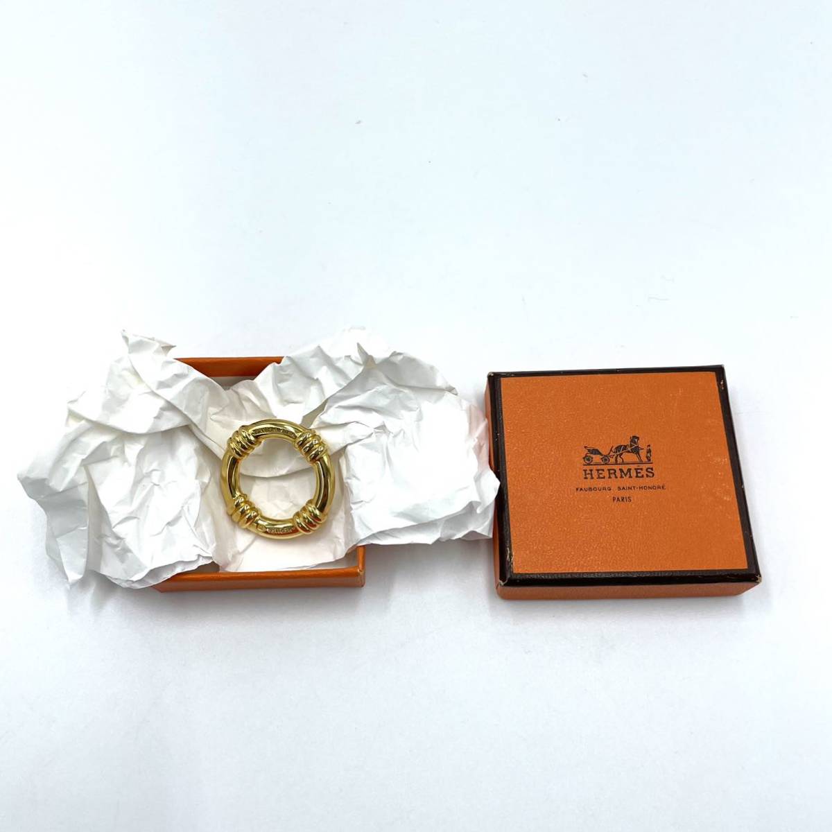 HERMES エルメス スカーフリング ゴールド ブーエ 浮き輪モチーフ GP 