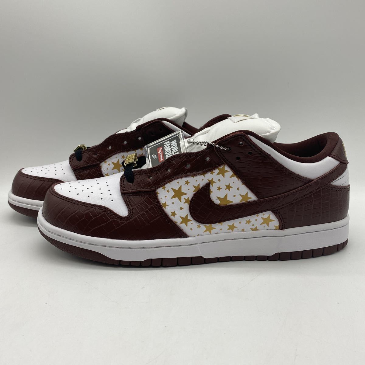 28cm】美品 NIKE SB DUNK LOW OG QS SUPREME Gold Stars Barkroot 