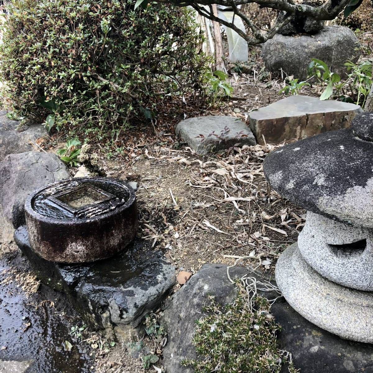 布泉鉢 布泉型手水鉢 つくばい 蹲踞 蹲 古銭鉢 石像 石造 石彫 彫刻 