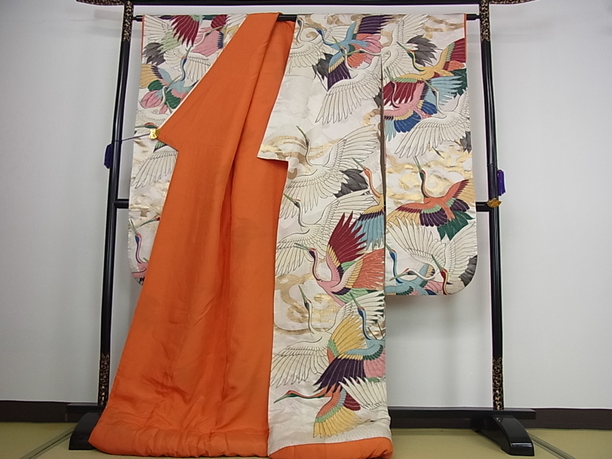 花美人着物□アンティーク 大正ロマン お引きずり 引振袖 飛鶴文