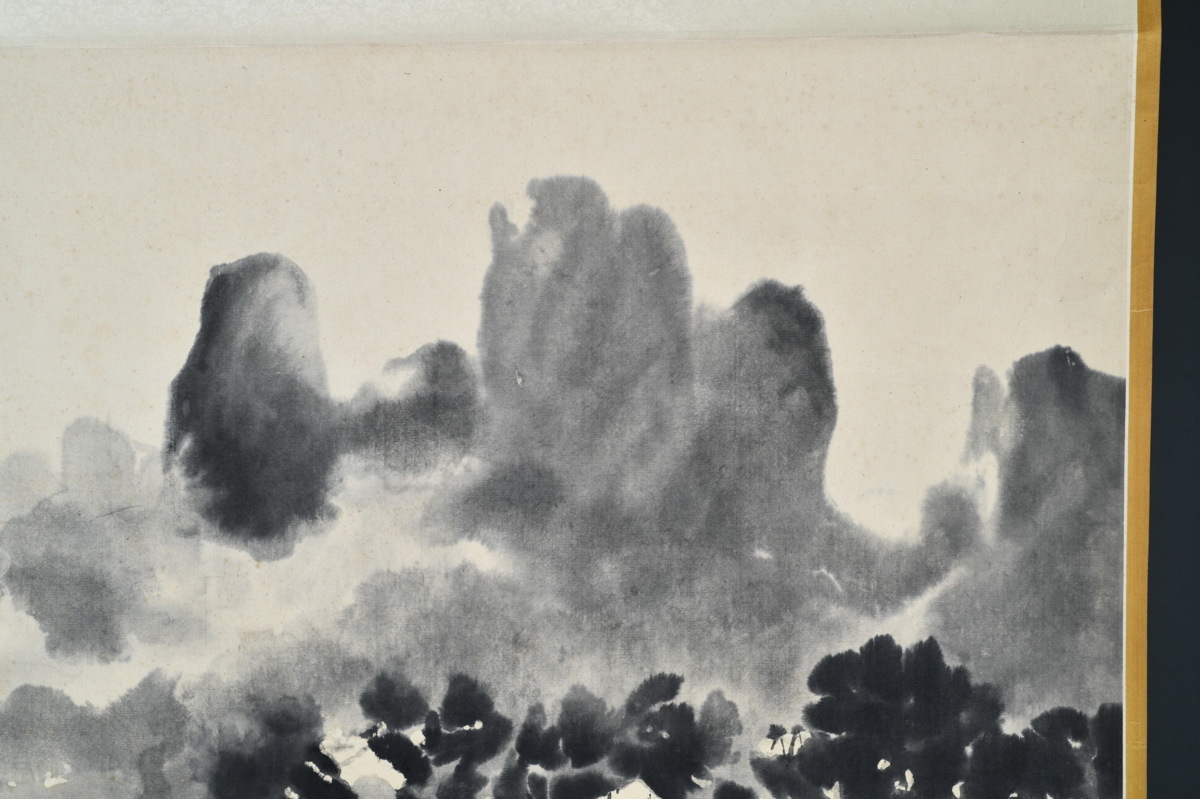 ◇鶴鳴堂◇「徐悲鴻書」中国近代画家 紙に墨【漓江春雨図】真作 肉筆