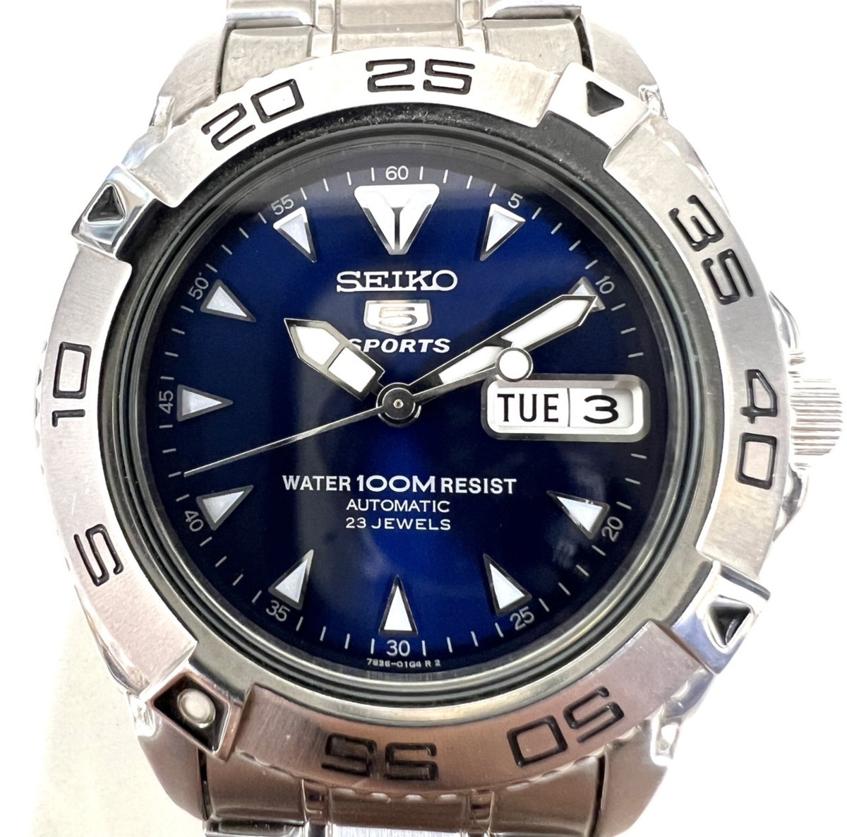 セイコー SEIKO 5SPORTS 7S36-00Y0 裏スケ 自動巻き AUTOMATIC 青文字 