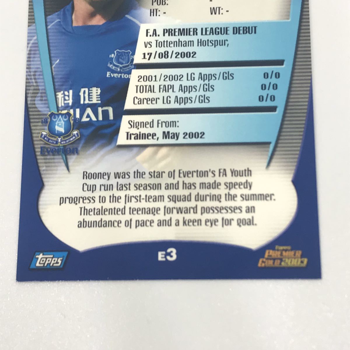 Premier Topps Wayne Rooney League - Gold English | 0 Match 