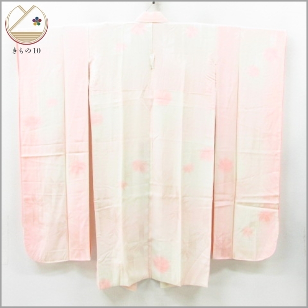 ★着物10★ 1円 絹 長襦袢 振袖用 笹竹 暈し 袷 身丈123cm 裄64cm [同梱可] ☆☆