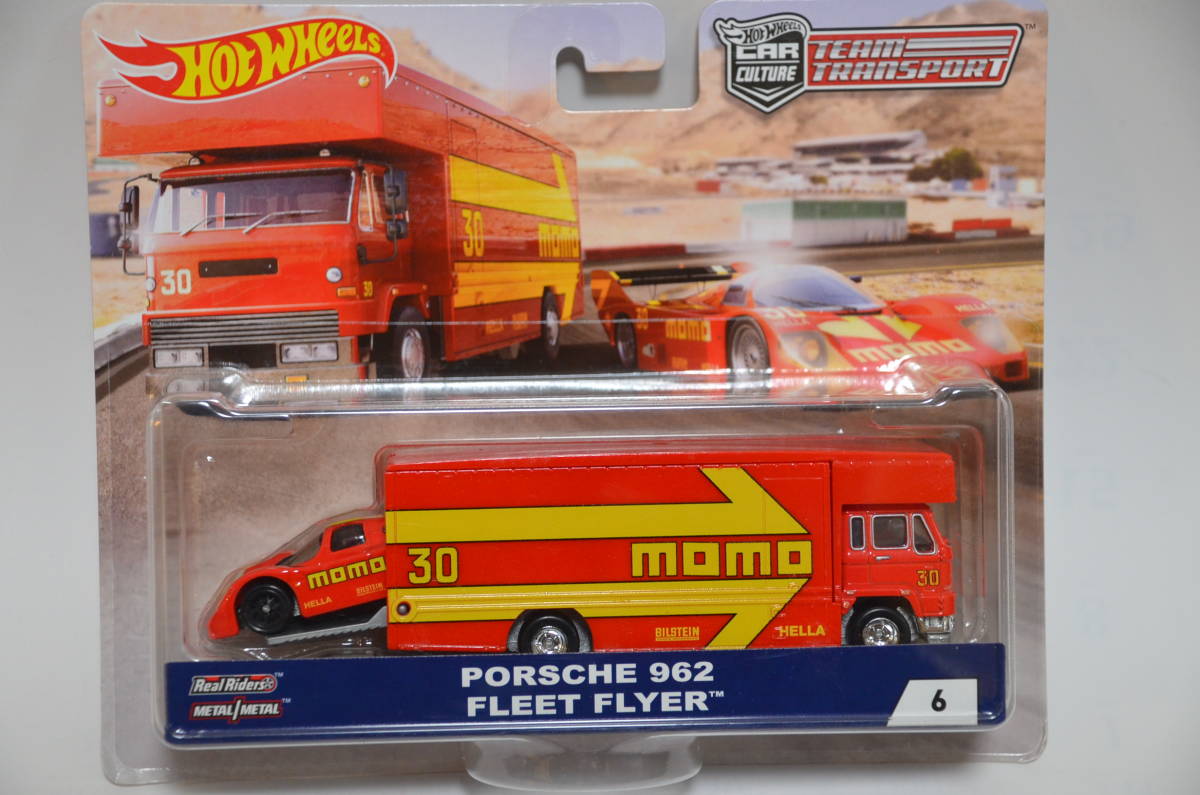 赤字超特価，格安 Hot Wheels Premium Team Transport PORSCHE 962 FLEET FLYER #6 MOMO HW チーム トランスポート ポルシェ フリート フライヤー(乗用車)｜売買されたオークション情報、yahooの商品情報をアーカイブ公開 - オーク 乗用車