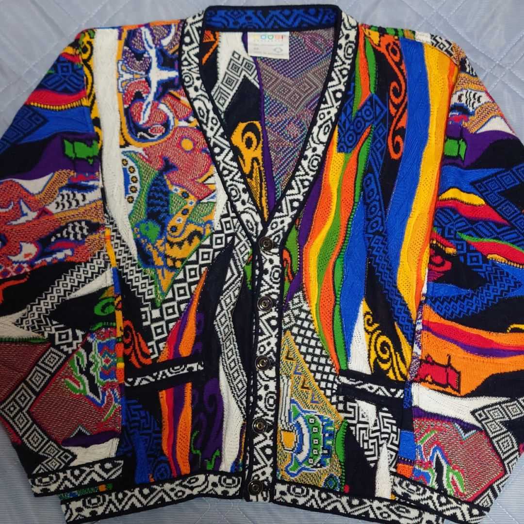 【人気定番，新作登場】 coogi クージー knit 3D ニットカーディガン オーストラリア製 ビンテージ コットン素材 レア 芸術 菅田将暉 マルチ 編み(カーディガン)｜売買されたオークション情報、yahooの商品情報をアーカ カーディガン