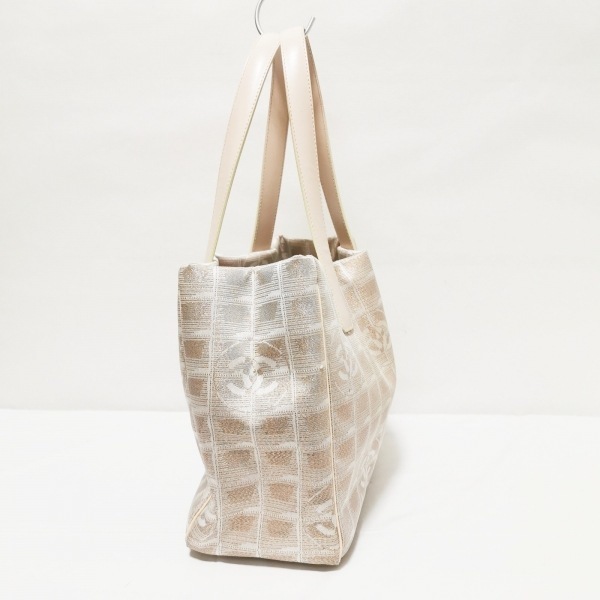 シャネル CHANEL トートバッグ ニュートラベルライントートPM ナイロンジャガード×レザー ライトピンク×ピンクゴールド ラメ 9番台