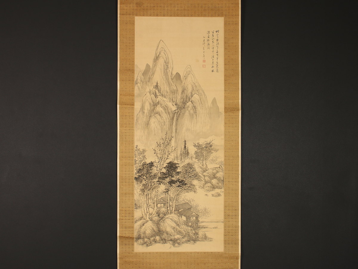 模写】【1円開始】【伝来】ky2592〈木下逸雲〉山水図 江稼圃門人 長崎の人