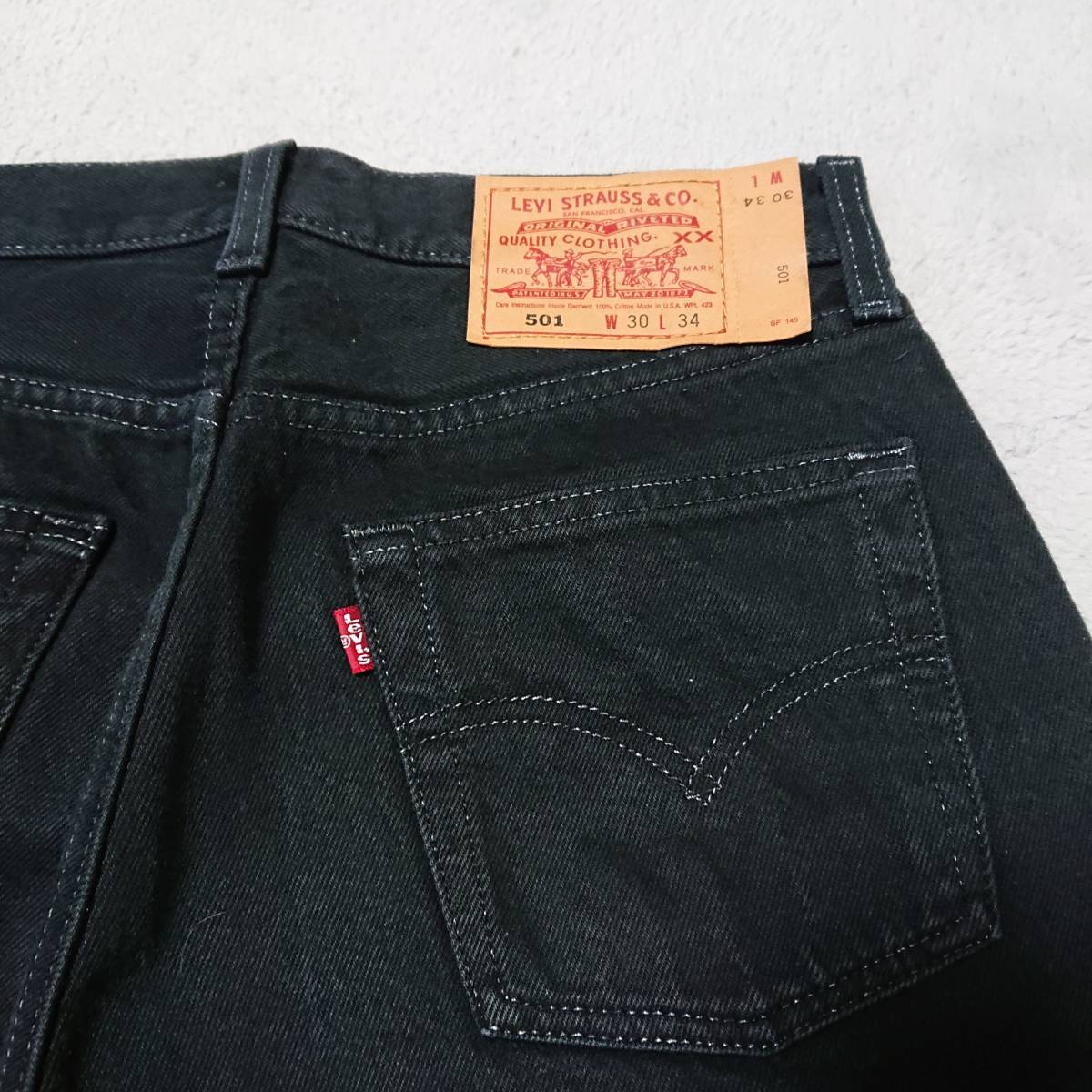 Levi's 501 後染め ブラック USA製 90's W30L34 美品 553刻印 スーパー