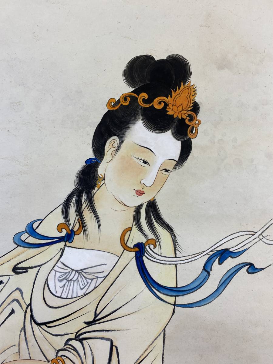 掛軸】〈張大千〉 『童子拜佛図』〔紙本肉筆） / 中国画 人物図 山水図