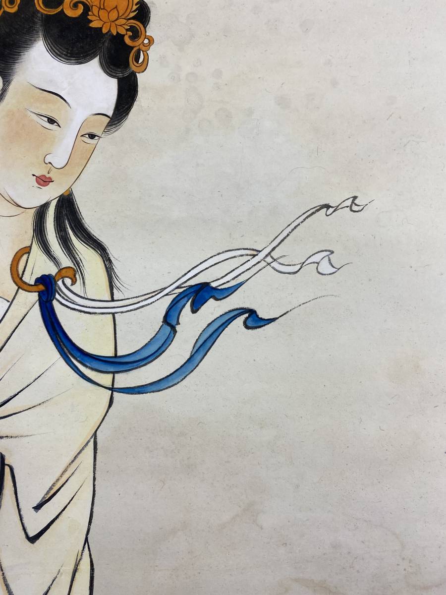 掛軸】〈張大千〉 『童子拜佛図』〔紙本肉筆） / 中国画 人物図 山水図