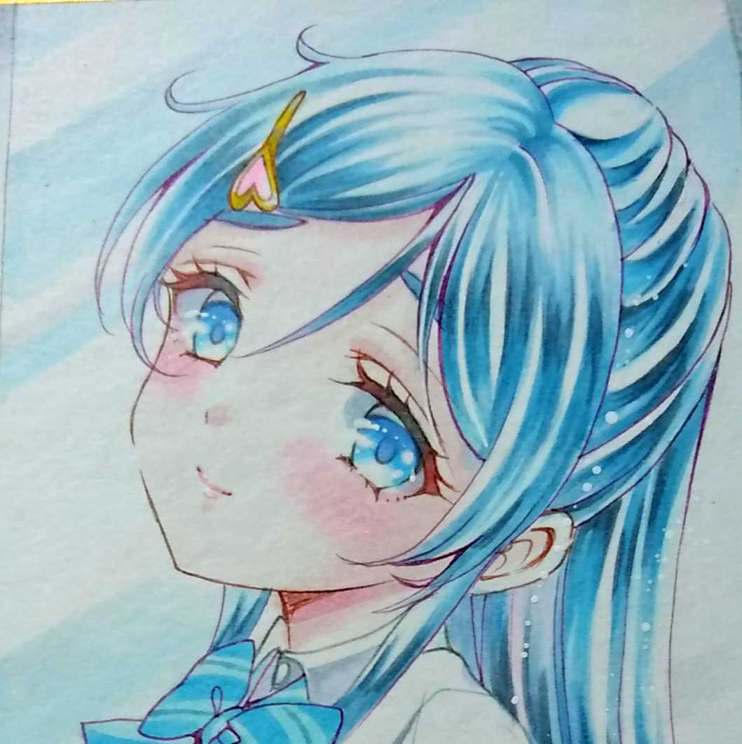 キュアホワイト 雪城ほのか プリキュア〕色紙 手描きイラスト 女の子