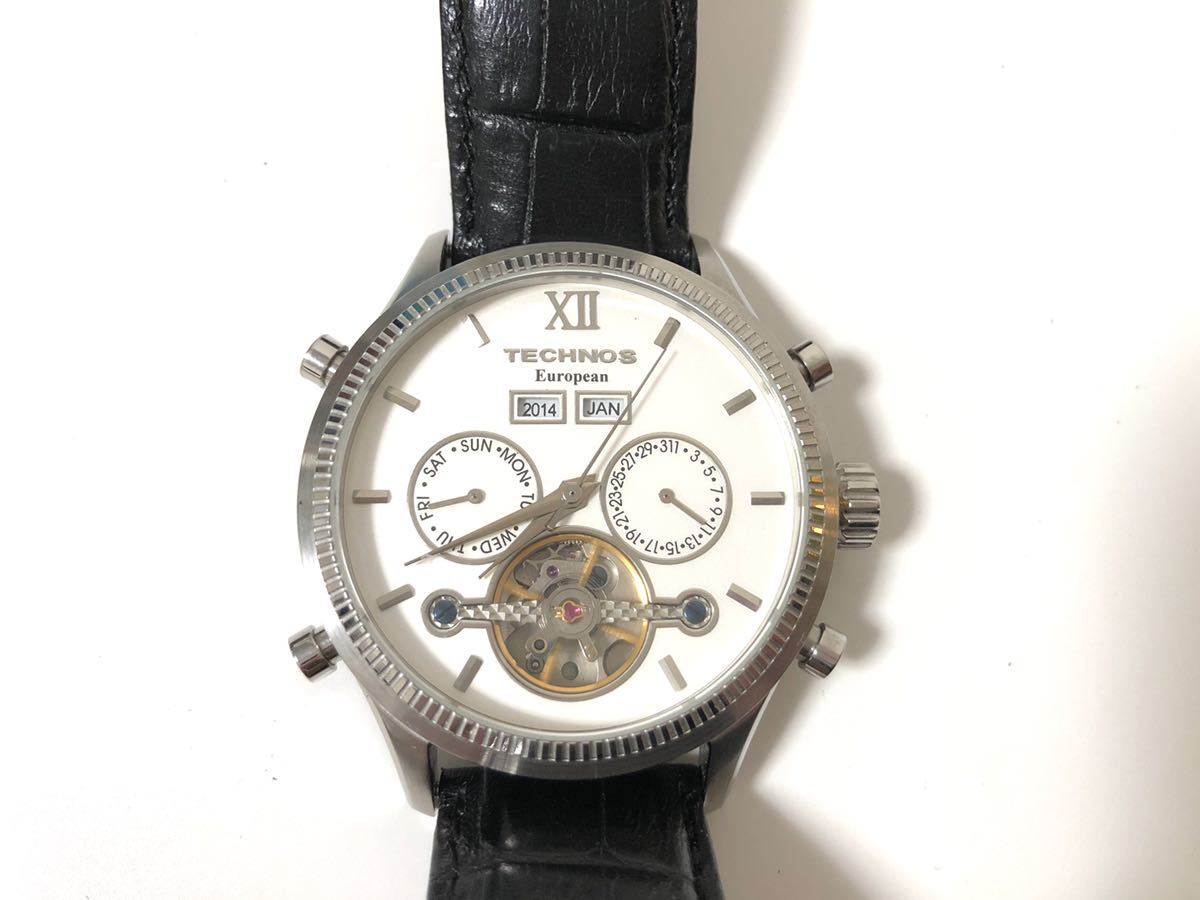 テクノス TECHNOS 9面カットガラス仕様 希少ベゼル シルバーダイヤル 