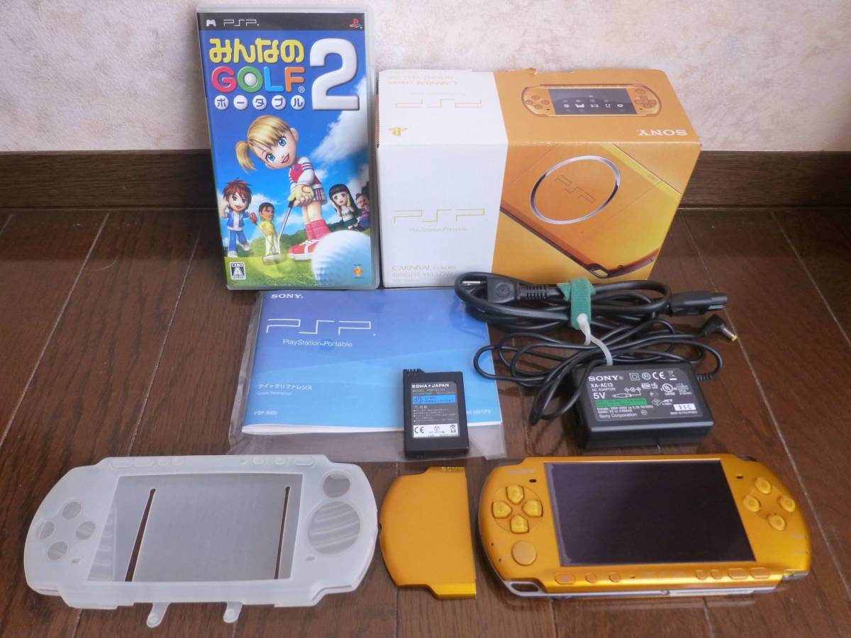 SONY PSP-3000 元箱・取説・ACアダプタ・新品互換バッテリー 【おまけ 
