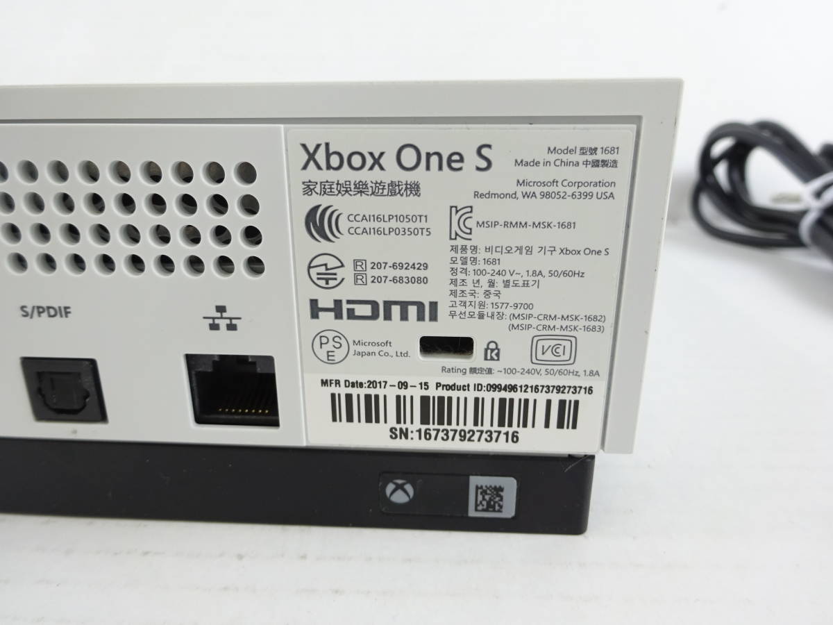 574★Xbox One S 1TB ホワイト Model 1681 本体 コントローラー★動作確認済み★中古品
