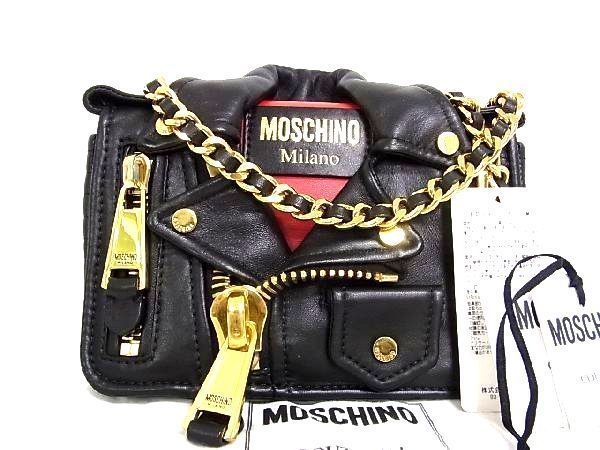  MOSCHINO モスキーノ ライダースバッグ レザー ゴールド金具 チェーン ショルダーバッグ 斜め掛け レディース ブラック系 T4265WZ(かばん、バッグ)｜売買されたオークション情報、yahooの商品情 かばん、バッグ