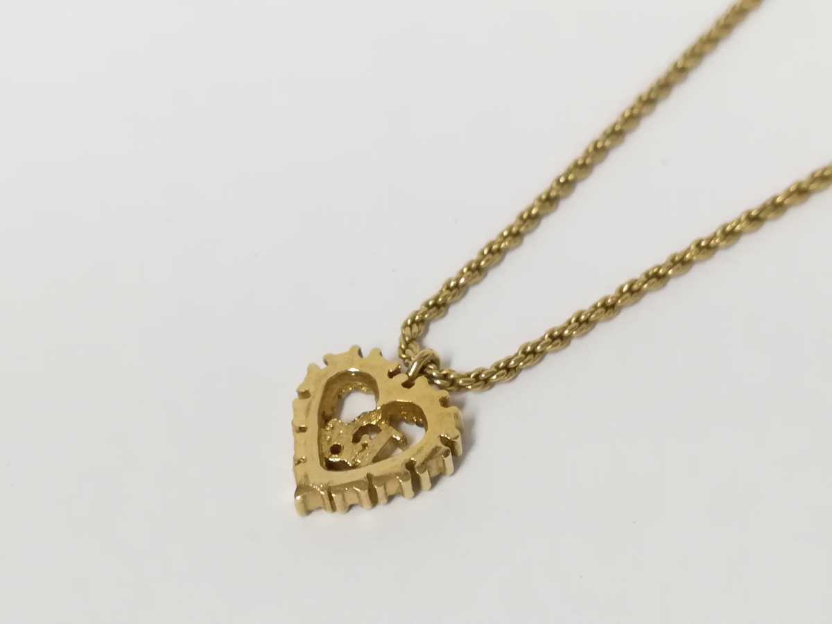 美品 Christian Dior ネックレス ラインストーン ハート ゴールド 