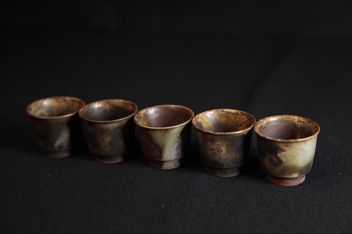 小西陶古 備前焼 共箱 煎茶碗 煎茶道具 小西陶古作 ⁄ か