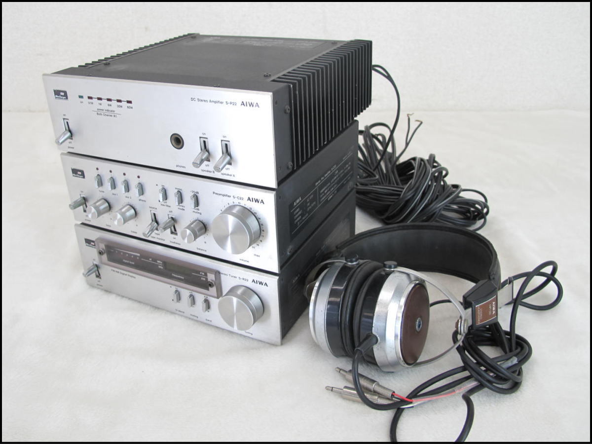 新品，新作登場 □AIWA/アイワ□システムコンポ□ヘッドフォン付き□S