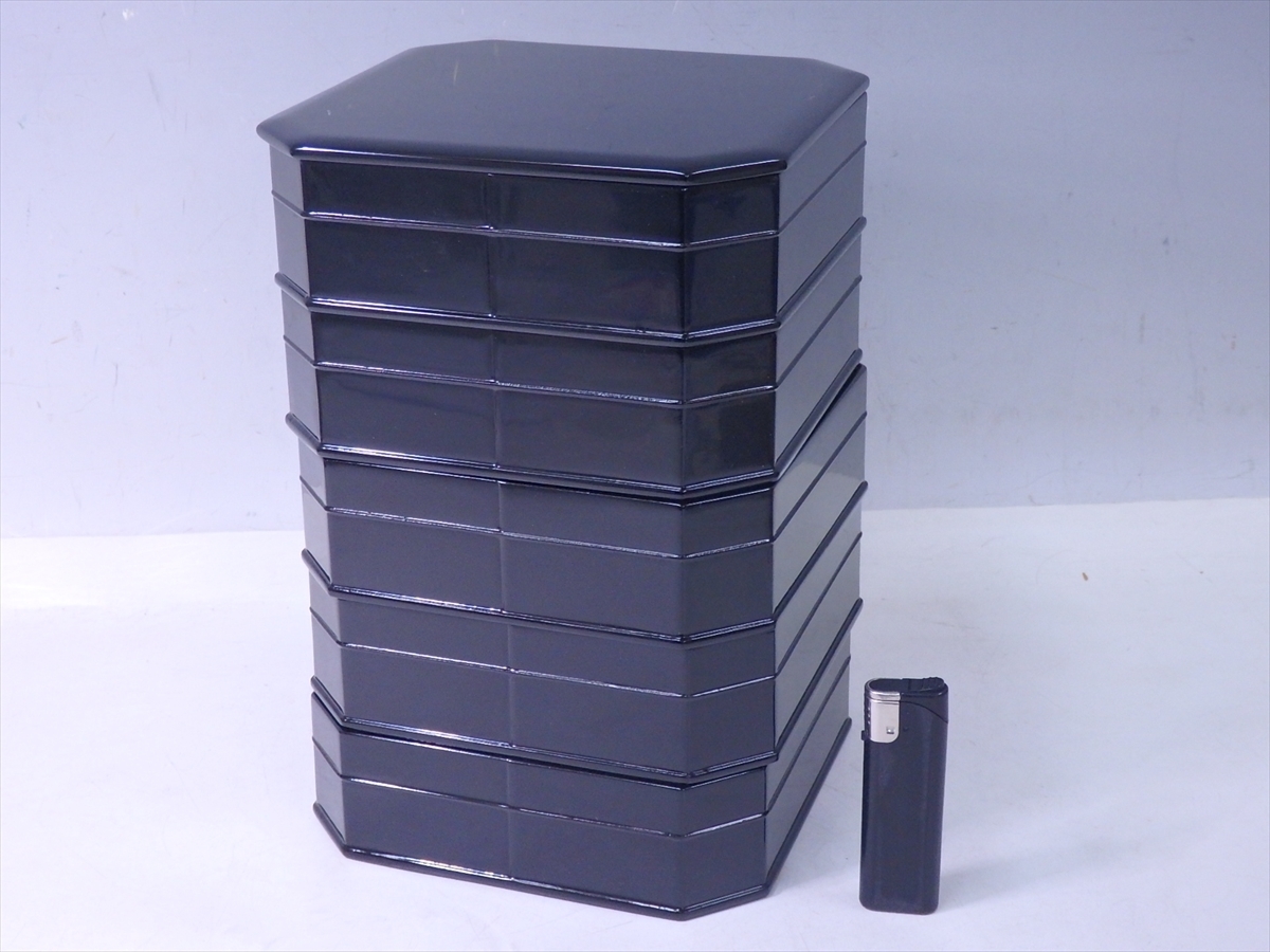 茶道具 真塗 木製 漆器 縁高 五段重 共箱 菓子器 懐石道具