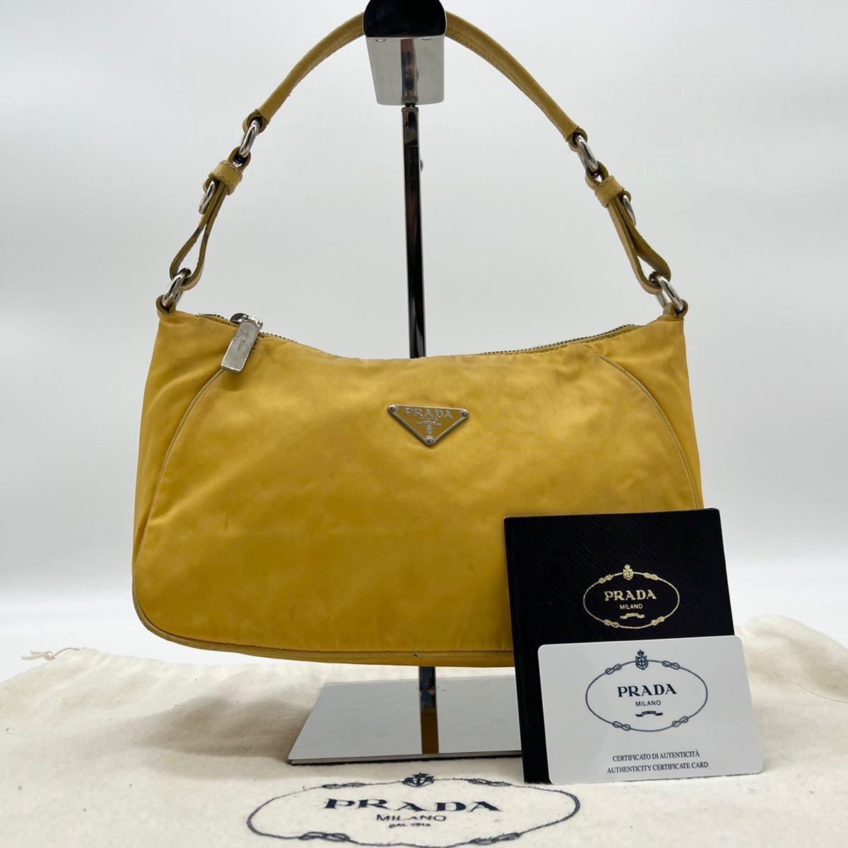1円☆PRADA アクセサリーポーチ 三角ロゴプレート ナイロン 