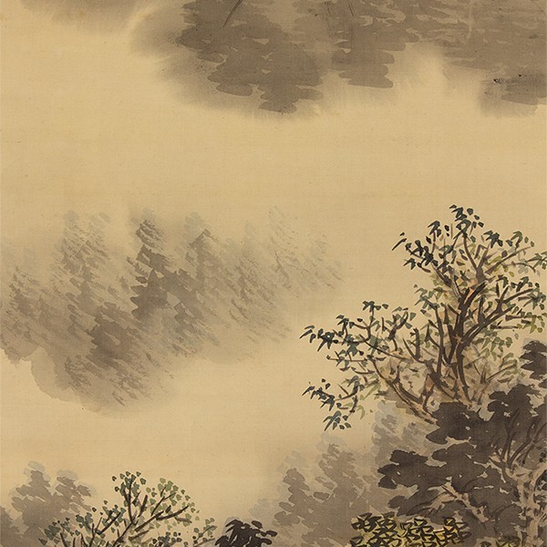 真作】□掛軸 〈小室翠雲〉夏山欲雨図 極め箱 田崎草雲師事