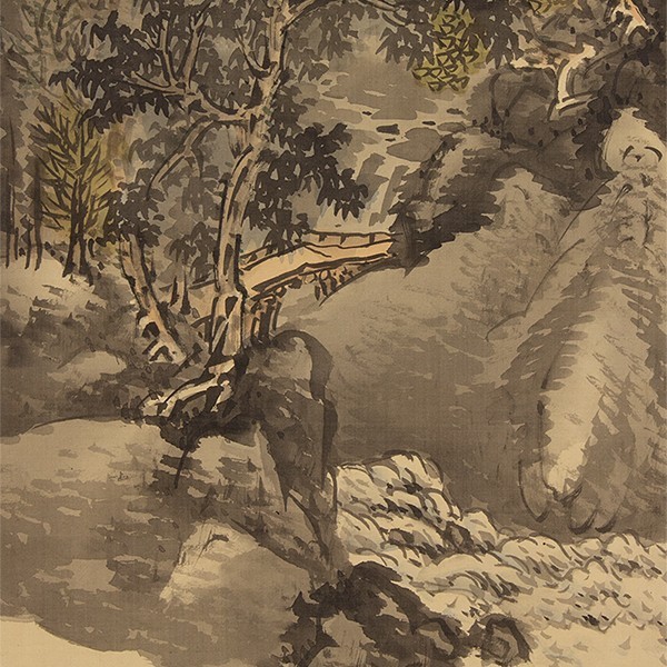 真作】□掛軸 〈小室翠雲〉夏山欲雨図 極め箱 田崎草雲師事