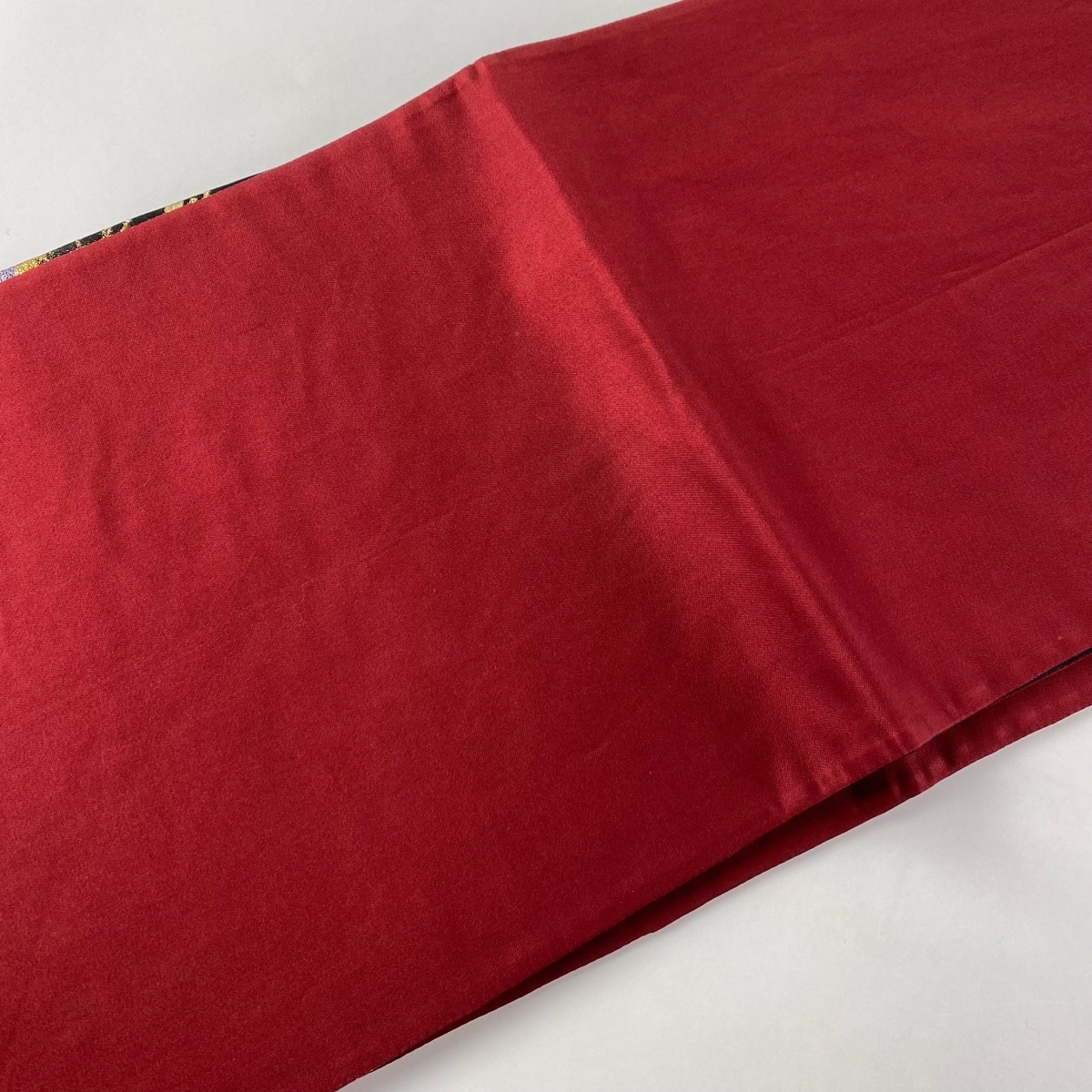 袋帯 秀品 六通 振袖向き 競ナビ 朱色 袋帯 美品 秀品 蝶 箔 赤 六通 正絹 【中古】 ☆☆☆