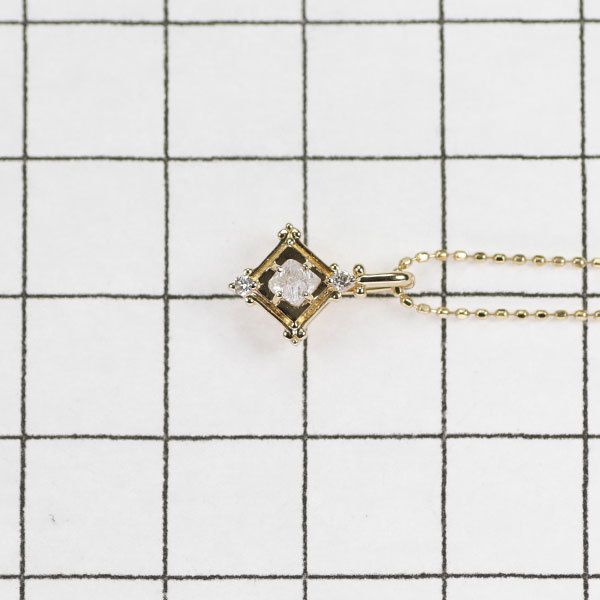 1円～ K18YG ダイヤモンド ペンダントネックレス 0.12ct SELBY