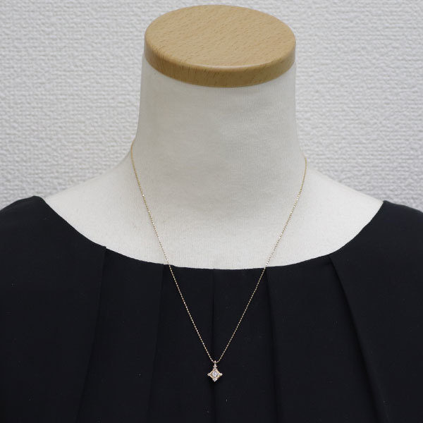 1円～ K18YG ダイヤモンド ペンダントネックレス 0.12ct SELBY