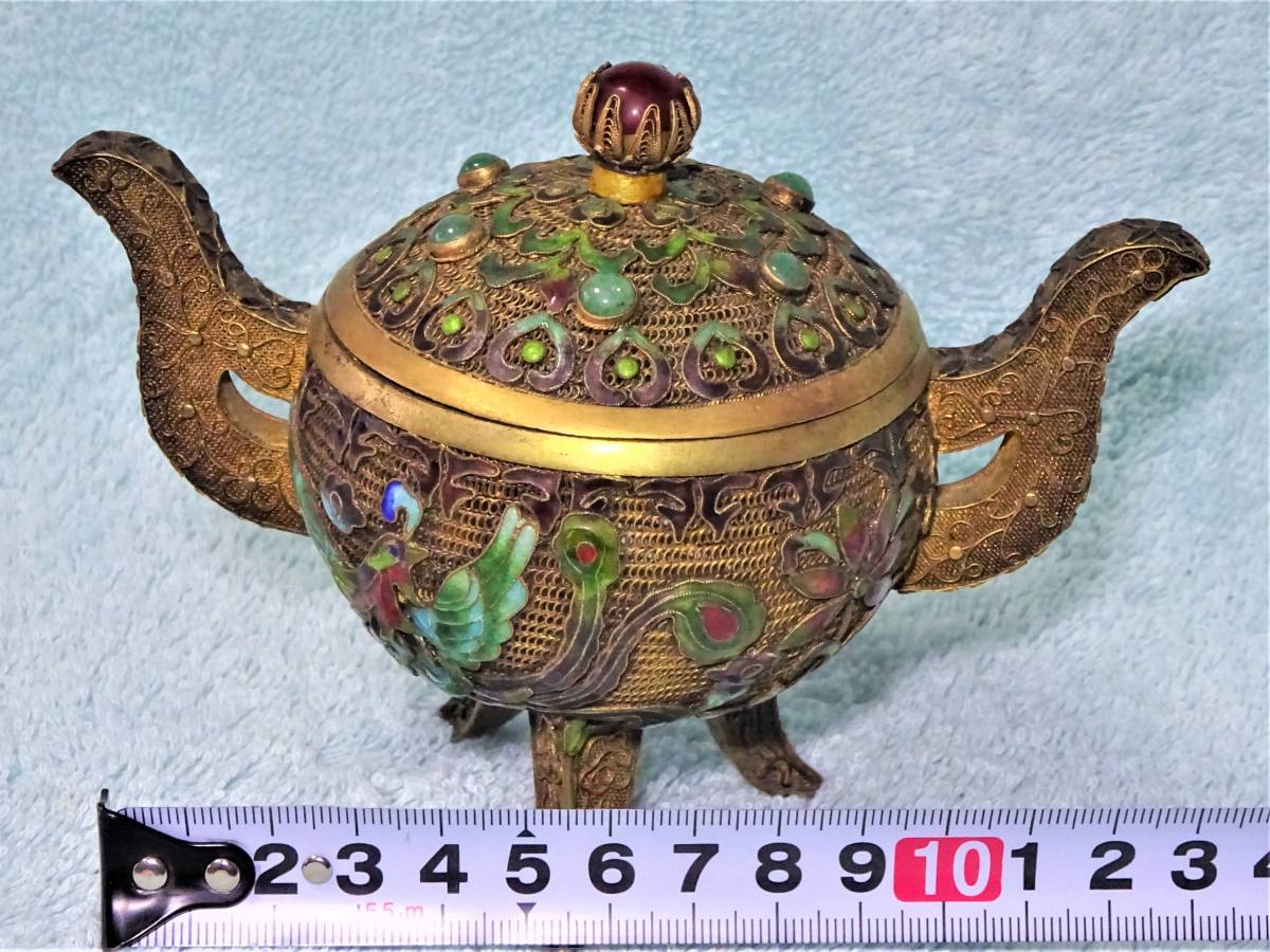 煎茶道具 三足 鼎 中国美術 香炉 公式通販 青銅器 置物 唐物 雷地紋