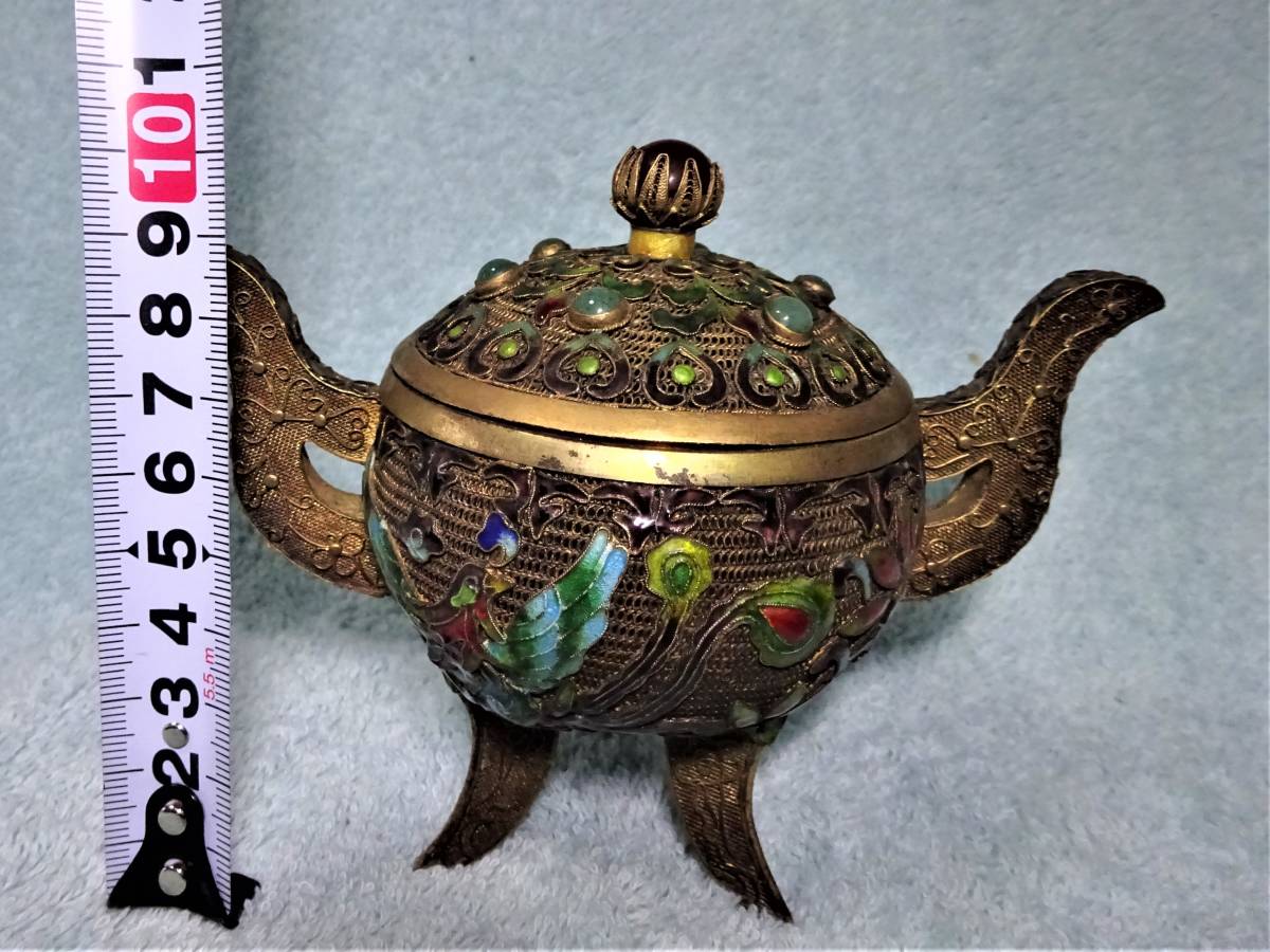 煎茶道具 三足 鼎 中国美術 香炉 公式通販 青銅器 置物 唐物 雷地紋