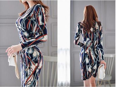 【春秋】 レディースワンピース 長袖 花柄 タイト ひざ丈 着痩せ セクシー 韓国風カジュアル 画像色 S 花柄 長袖 レディース aライン シャツワンピース ロング丈