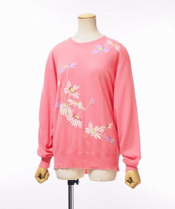 TD7871〇スコットランド製*バランタイン/BALLANTYNE*総カシミヤ*花柄