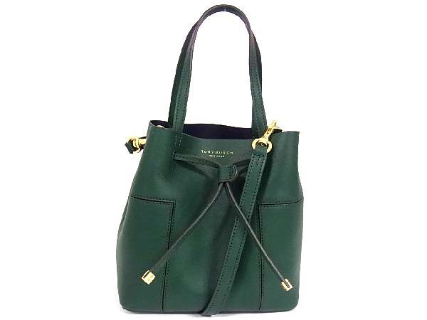 1円 極 TORY BURCH トリーバーチ レザー ゴールド金具 巾着型 2WAY