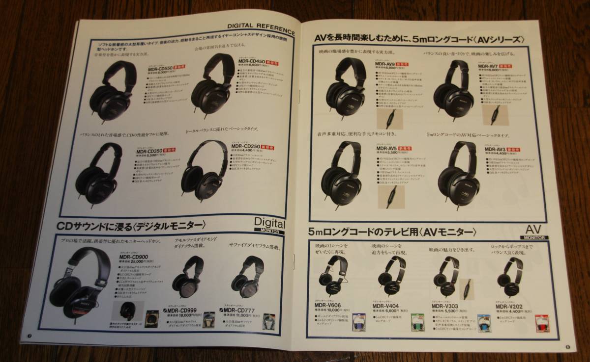 1円スタート!! 1991年9月 SONY（ソニー）／ヘッドホン総合カタログ MDR-IF710K/MDR-R10/MDR-CD3000/MDR-CD1000/MDR-E557MP 他_5