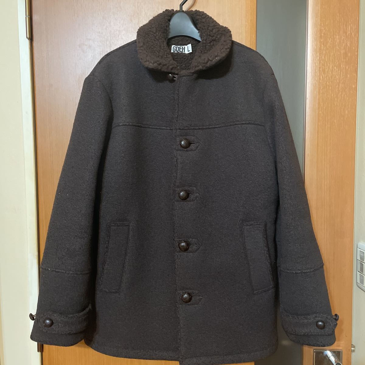 希少 90s『GOOD ENOUGH』GDEHタグ クルミボタン裏ボアウールコート 