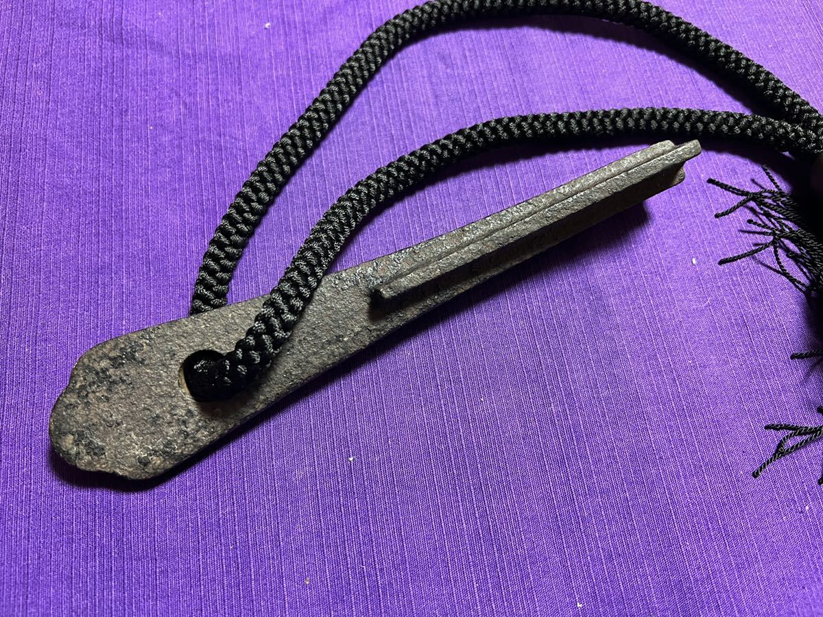 時代物 大房紐付き 軍配のような雰囲気の手慣らし鉄扇 自在寸鉄 手の内 