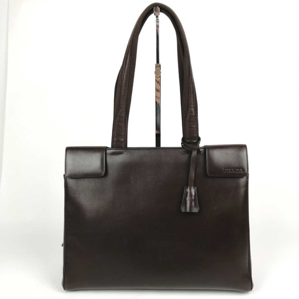 1円【美品】プラダ PRADA トートバッグ ビジネスバッグ カーフレザー 