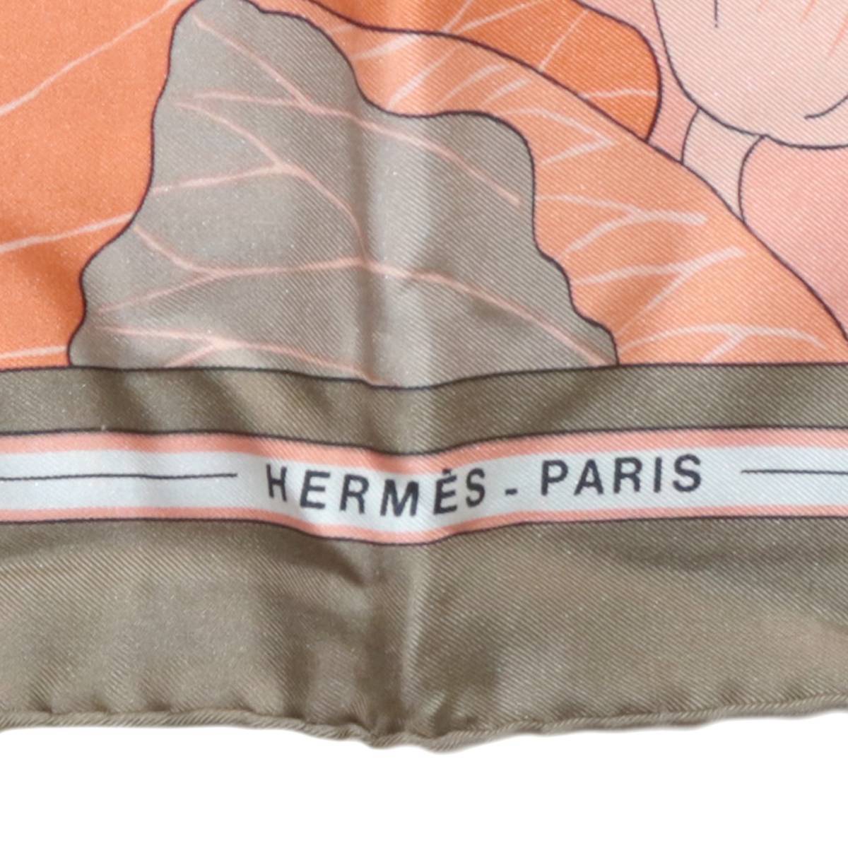 HERMES/エルメス カレ90 FLEURS DE LOTUS ロータスの花 スカーフ シルク100% ES Bランク HERMES エルメス カレ90 LOTUS（蓮の花）」カレ90 エルメスの「FLEURS オペラの花公式直営