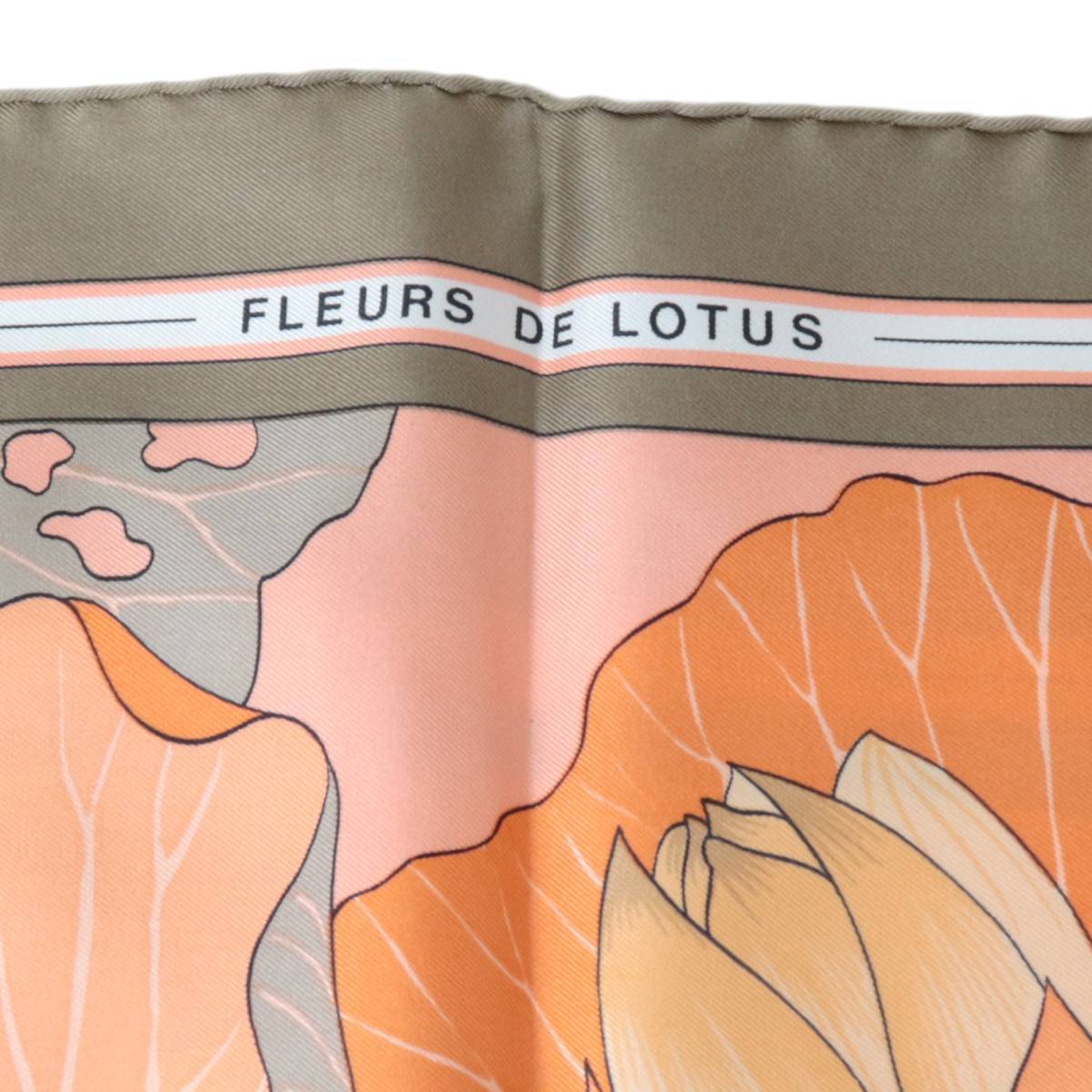 HERMES/エルメス カレ90 FLEURS DE LOTUS ロータスの花 スカーフ シルク100% ES Bランク HERMES エルメス カレ90 LOTUS（蓮の花）」カレ90 エルメスの「FLEURS オペラの花公式直営