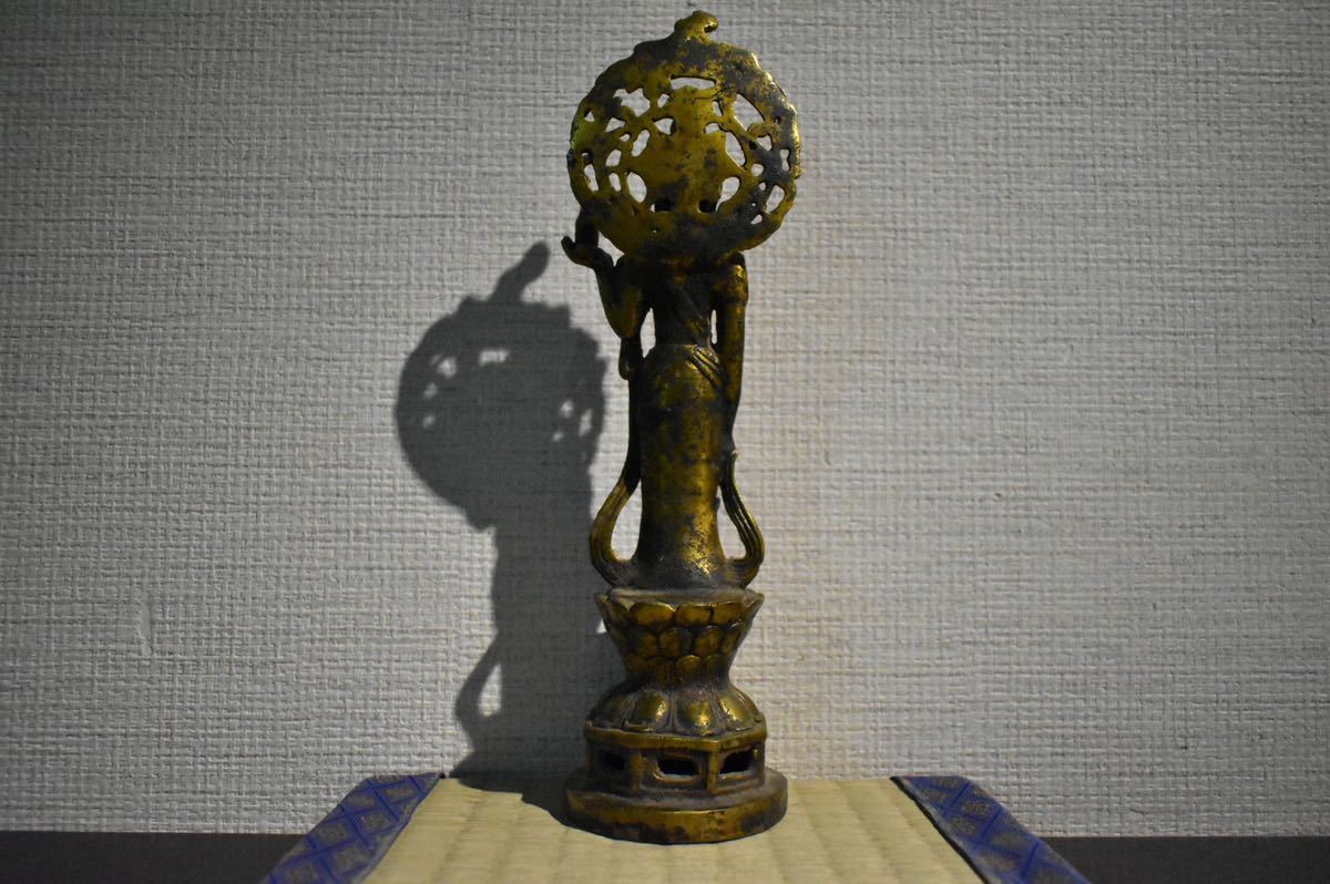 GE】M1391◇仏像コレクター放出品◇時代 古銅鍍金新羅仏 /仏教美術 
