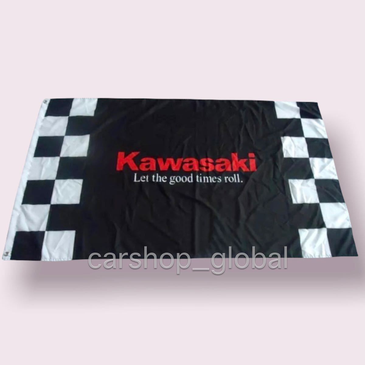 Kawasaki カワサキ フラッグ 旗 バナー Kawasaki カワサキ バナー フラッグ 旗 ガレージ 部屋 90cm×150cm
