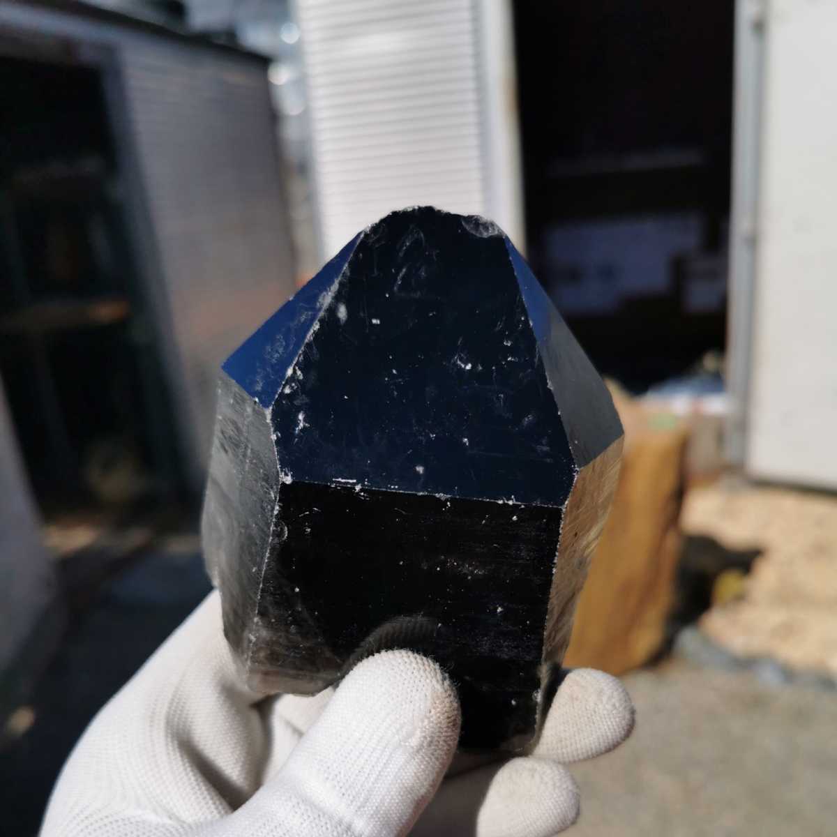 モリオン原石421.5 黒水晶水晶クリスタル鑑賞石石置物オブジェ