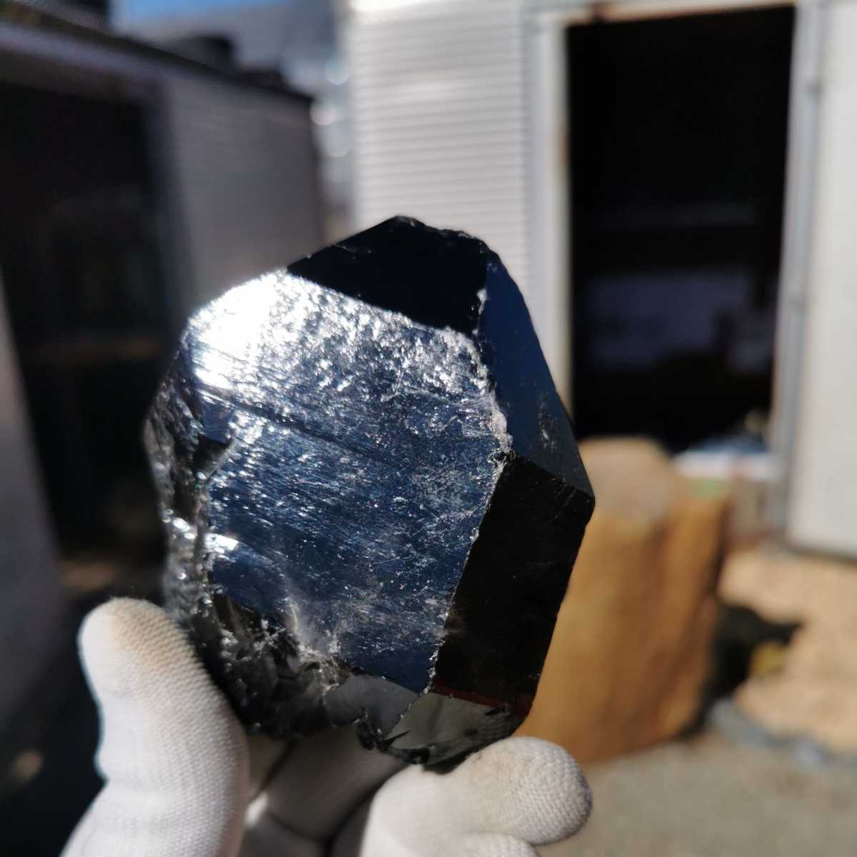 モリオン原石421.5 黒水晶水晶クリスタル鑑賞石石置物オブジェ