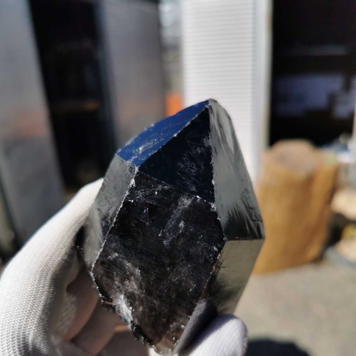 モリオン原石421.5 黒水晶水晶クリスタル鑑賞石石置物オブジェ
