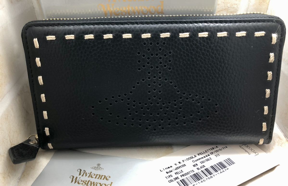 Vivienne Westwood レザー 長財布 型押し オーブ ブラック 未使用 服飾