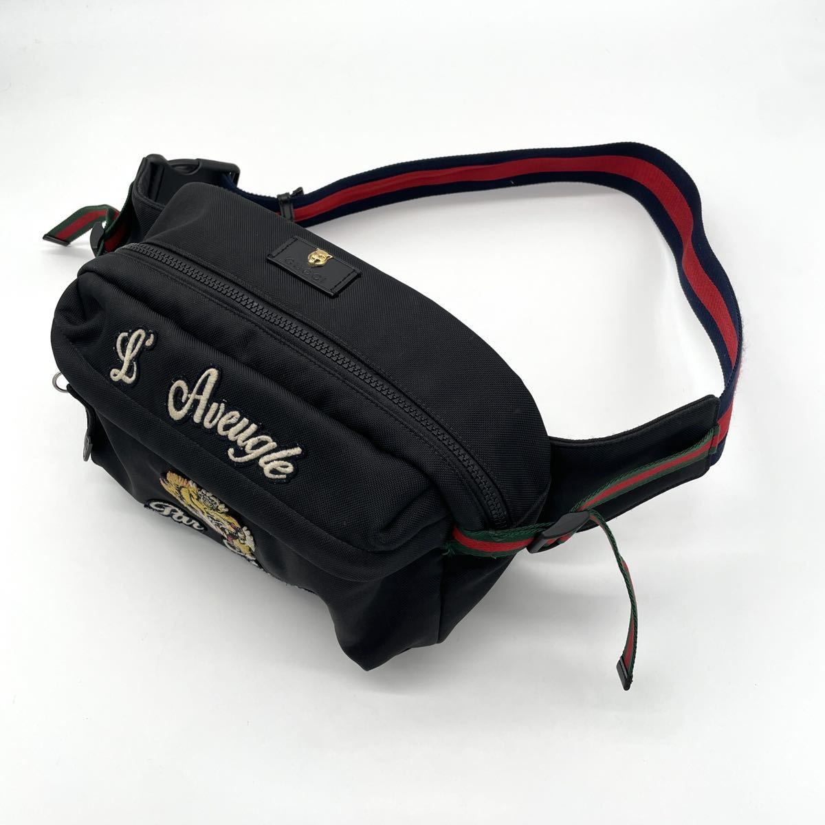 1円 【新品同様】 GUCCI グッチ エンブロイダリー ボディバッグ 