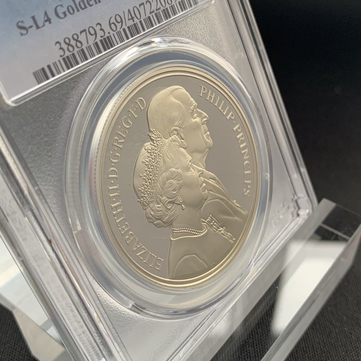 【一円スタート！英国モダン銀貨！】1997年 英国イギリス 5ポンド銀貨 PCGS鑑定 PR69ディープカメオ ゴールドウェディング記念コイン_10